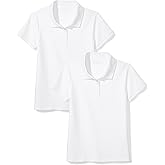 Amazon Essentials Girls and Toddlers' Short Sleeve Uniform Interlock Polo Shirt