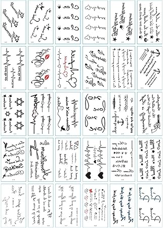 Amazon Co Jp Faytun 30枚セット タトゥーシール ステッカー 英文 文字 男性 女性タトゥーステッカー 防水シールステッカー ステッカーセット 大人 フェイス ボディーアートシール 刺青シール ステッカー 顔用 腕 長持ち Tattoo 簡単に貼る 仮装 5 7cmx9 7cm 服