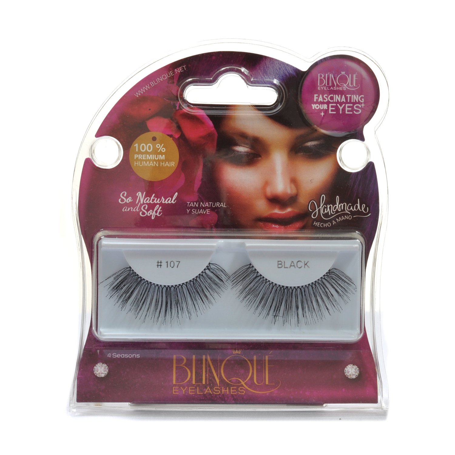 Blinque 100% Human Hair False Eyelashes 12 Pairs,Color# 107
