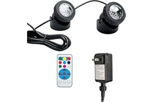 SHOYO Pond Lights, LED Underwater Fountain Lights Colored IP68 Waterproof Submersible RGB Spotlights Outdoor House Flag Tree Landscape Lighting Timer Dim Adjustable Yard Spot Lights (Set of 2)