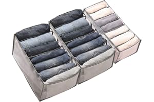 Aposemo Clothes Organizer Drawers Wardrobe Compartment Separation Underwear Portable 7 Grids Storage Box Mesh Washable (2 Pcs Grey Large +Grey Small)