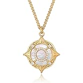 Fettero 14K Gold Plated Necklaces for Women Dainty Mother of Pearl Pendant, Love Heart | Palm Tree | Compass | Cross Charm MOP Gold Necklace Jewelry Gift