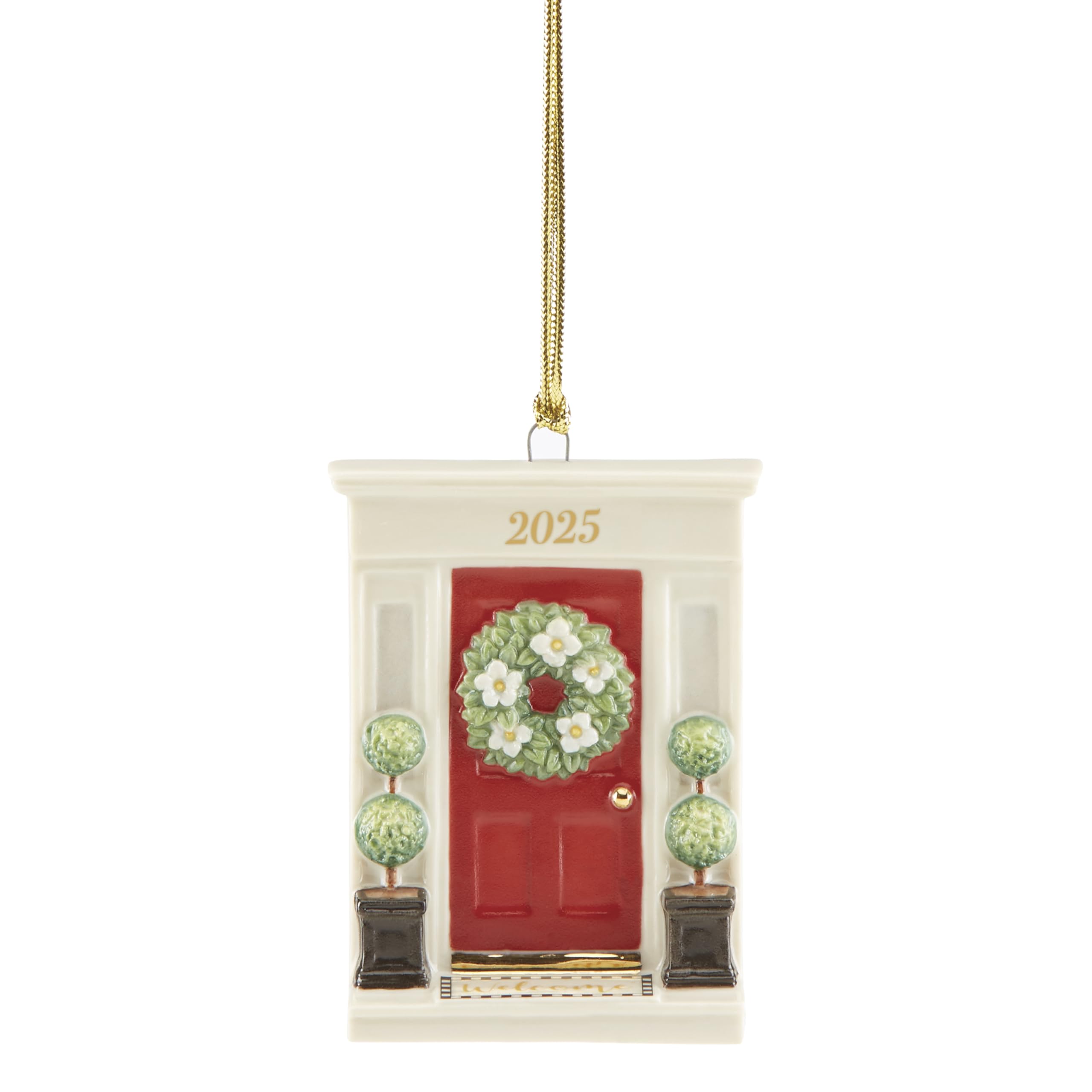 Lenox Ornament, 2025 Our New Home Porcelain Ornament, House Door Design with Gold Accents & Hanging Cord, for Christmas Tree Decoration, Winter Decor, Christmas Decor, Door Design (Multicolor 1 Piece)