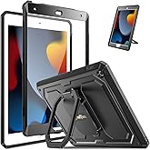 Fintie Case for iPad 9th / 8th / 7th Generation (2021/2020/2019) 10.2 Inch - [Tuatara Magic Ring] 360 Degree Rotating Grip Stand Shockproof Fully-Body Rugged Cover with Screen Protector, Black