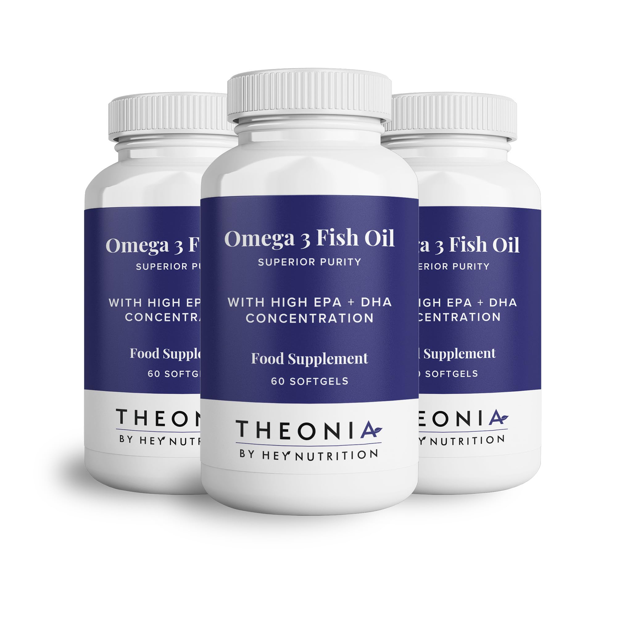 Theonia Pure Omega-3 Fish Oil 2000mg with Vitamin E - High EPA + DHA Concentration - Maintains Heart, Joint, Brain & Immunity Support - UK Manufactured - Non-GMO - 180 Softgels