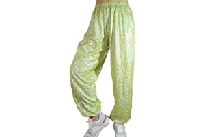 Aelidiya Night Club Metallic Hologram Shiny Pants Party Trousers Sports Active Pants
