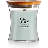 WoodWick Sagewood & Seagrass Gifts for Women and Men, 9.7 oz Medium Hourglass Candle with Crackling Wick