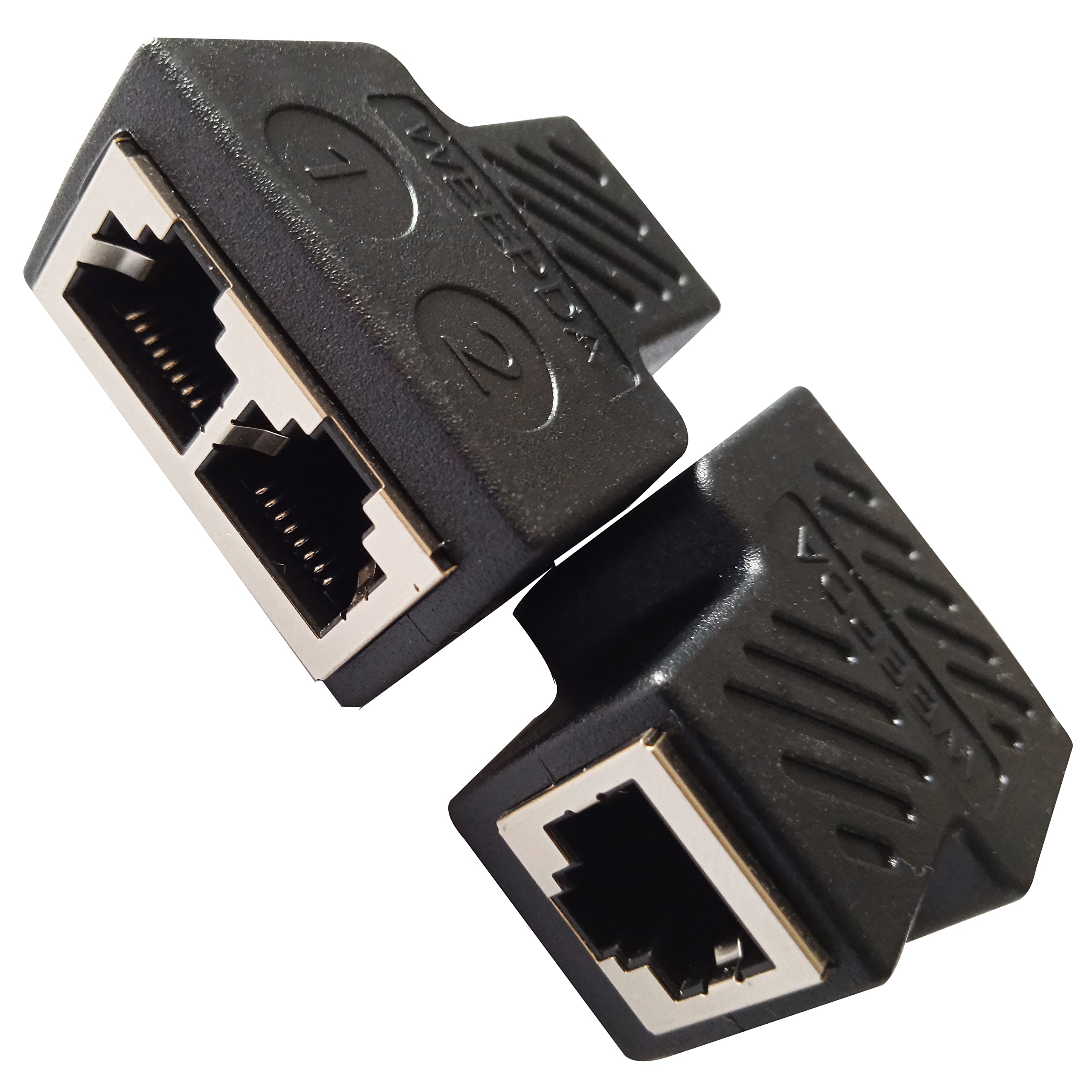SHANFEILU RJ45 Splitter Adapter RJ45 8P8C Female to 2 Female Splitter Coupler LAN Ethernet Network 1 to 2 Ethernet Splitter Adapter Connector for Cat5 Cat6 2-Pack