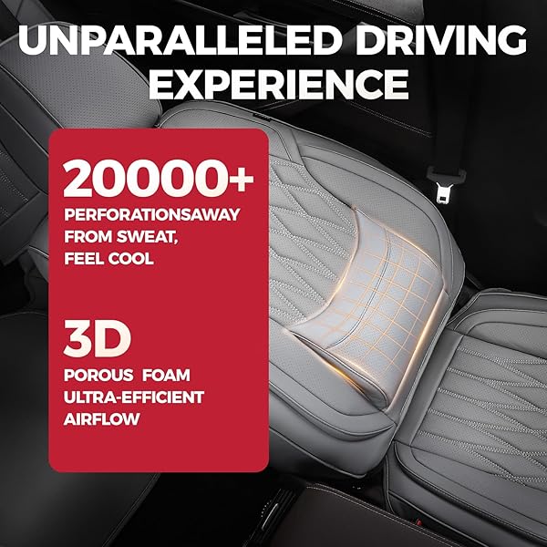 FREESOO GRAY CAR SEAT COVER FULL SET – FAUX NAPPA LEATHER SEAT COVERS FOR CARS, LUXURY BREATHABLE WATERPROOF FRONT SEATS CUSHION PROTECTORS WITH LUMBAR SUPPORT, UNIVERSAL FIT FOR SEDANS SUVS PICKUPS