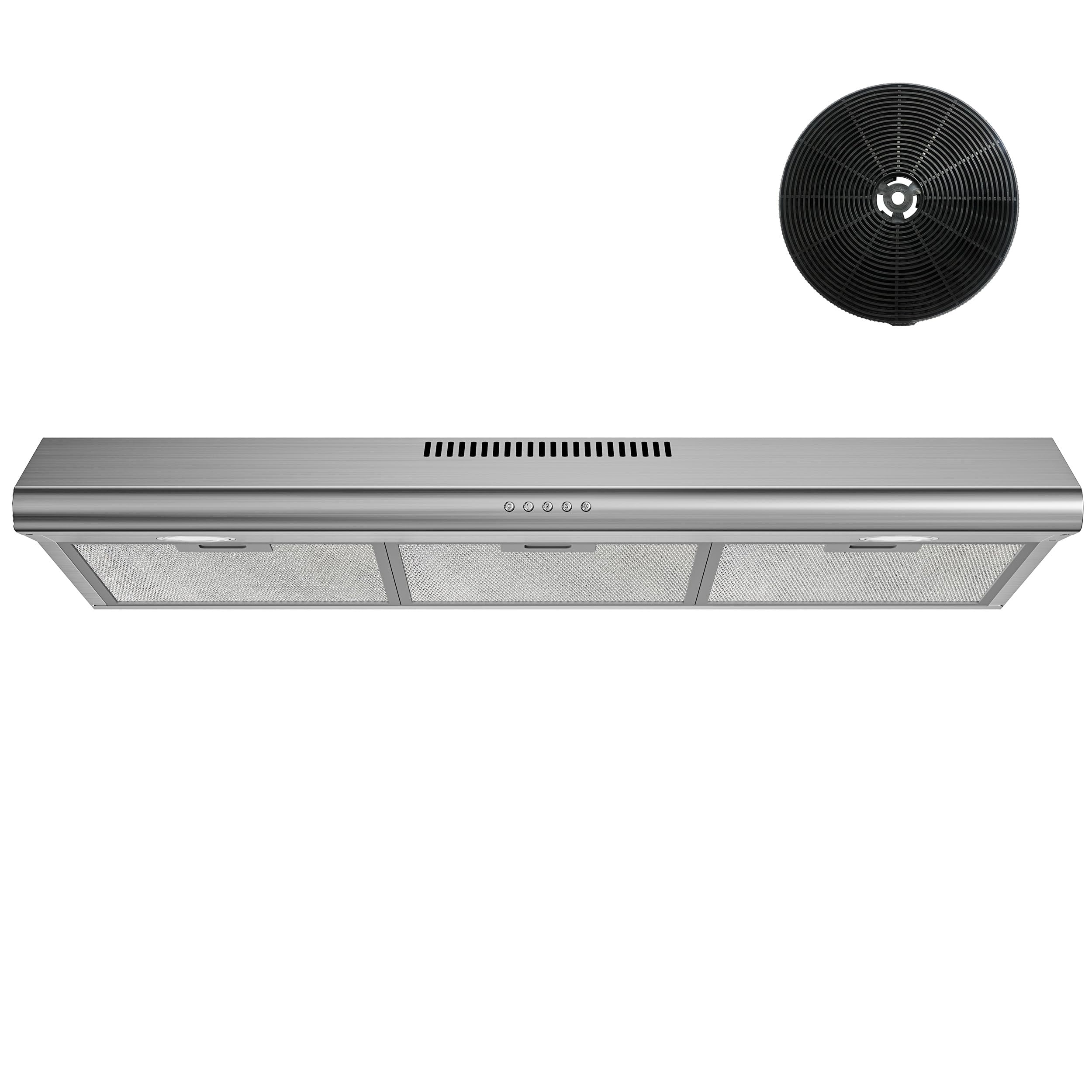 Photo 1 of FIREGAS Under Cabinet Range Hood 36 inch with Ducted/Ductless Convertible, Slim Kitchen Stove Vent Hood, LED Light, 3 Speed Exhaust Fan, Reusable Aluminum Filter, Push Button,Charcoal Filter