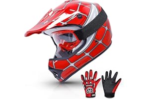 TCMT Dot Kids Dirt Bike Helmet Youth Motocross Helmet Full Face ATV Four Wheeler Motorcycle Helmet for Boys Girls, Off-Road Protective Gear with Goggles Gloves New