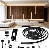 SHUNLEE Smart Black Neon LED Strip Lights for Acoustic Wall Panels，16.4 FT | 2700K WIFI Recessed Lighting with Alexa, RF Remo