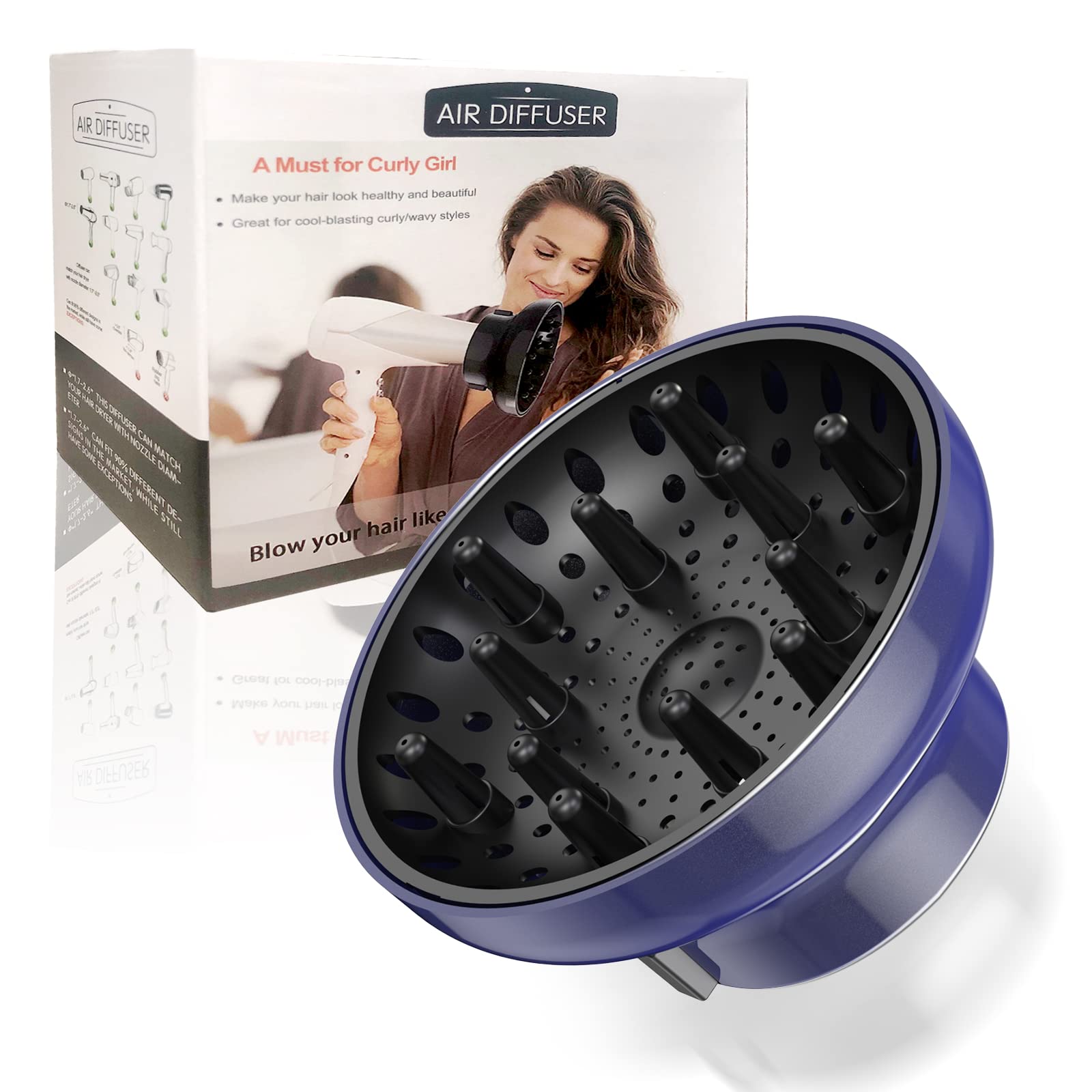 Hair Dryer Diffuser Attachment Universal Adjustable Professional Salon Tool for Curly Hair Fits Most Kinds of Blow Dryer Diameter 4.3-6.5CM