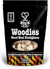 Big K Woodies Firelighters 24 Natural Wood Wool BBQ Fire Starters Quick Light view 1