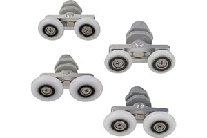 AkNebriax 4-Pack Twin Shower Door Rollers, Adjustable Bottom Sliders for 4-6mm Glass Doors - 19/23/25/27mm Dia Smooth Low-Noi
