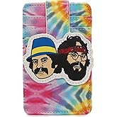 Buckle-Down Cheech and Chong Vegan Leather Wallet, ID Card Holder, Faces Multi Color Tie Dye, 3.0" x 5.0"