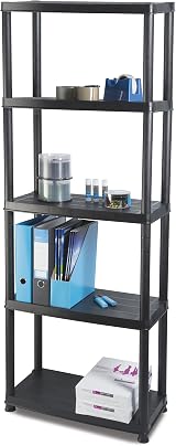 Addis 5 Tier Plastic Storage Shelving Unit Durable Freestanding Organizer view 4
