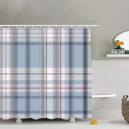 Amazon Com Best Bags Plaid Design Dusty Blue Pink Offwhite