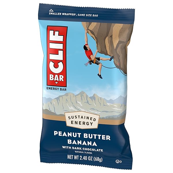 CLIF BAR – PEANUT BUTTER BANANA WITH DARK CHOCOLATE FLAVOR – MADE WITH ORGANIC OATS – 10G PROTEIN – NON-GMO – PLANT BASED – ENERGY BAR – 2.4 OZ.