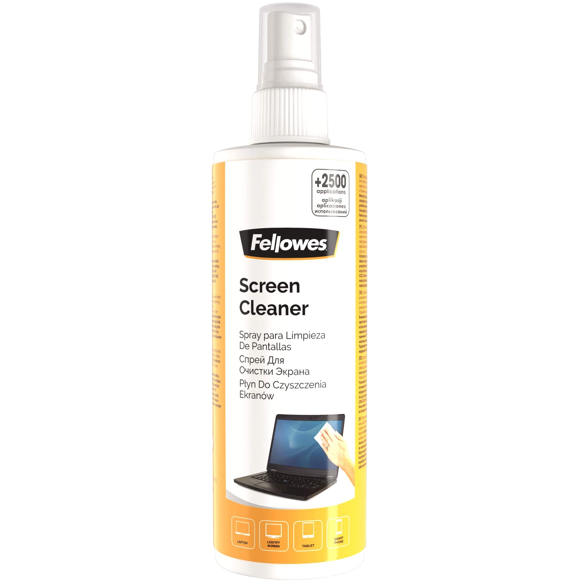 Fellowes 250ml Screen Cleaning Spray - Alcohol Free Screen Cleaning Fluid for Monitor//iPad/Mobile Phone/Tablet/Laptop