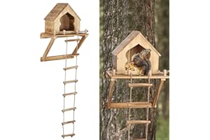 BIGMETA Funny Squirrel Feeder for Outside with Ladder, Wall and Tree Mounted, Backyard Garden Decoration Gifts for Wildlife Lovers