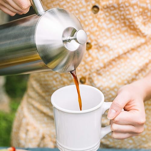 Frieling Double-Walled Stainless-Steel French Press Coffee Maker, Brushed,  36 Ounces