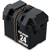 Attwood 9069-1 Standard Non-Vented Battery Box with Mounting Strap, Fits Group 24 Batteries, Black
