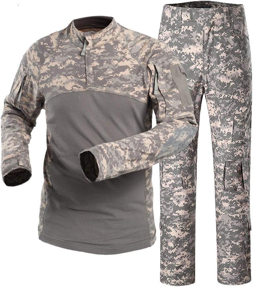 Men's Tactical Suit Combat Shirt and Pants Set Long Sleeve Ripstop Multicam Airsoft Clothing Woodland BDU Hunting Military Uniform