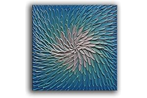 YaSheng Art - 3D Metallic Bead light Blue and Silver Texture Oil Painting on Canvas Abstract Art Pictures Canvas Wall Art Paintings Modern Home Decor Abstract Paintings Ready to hang 30x30inch