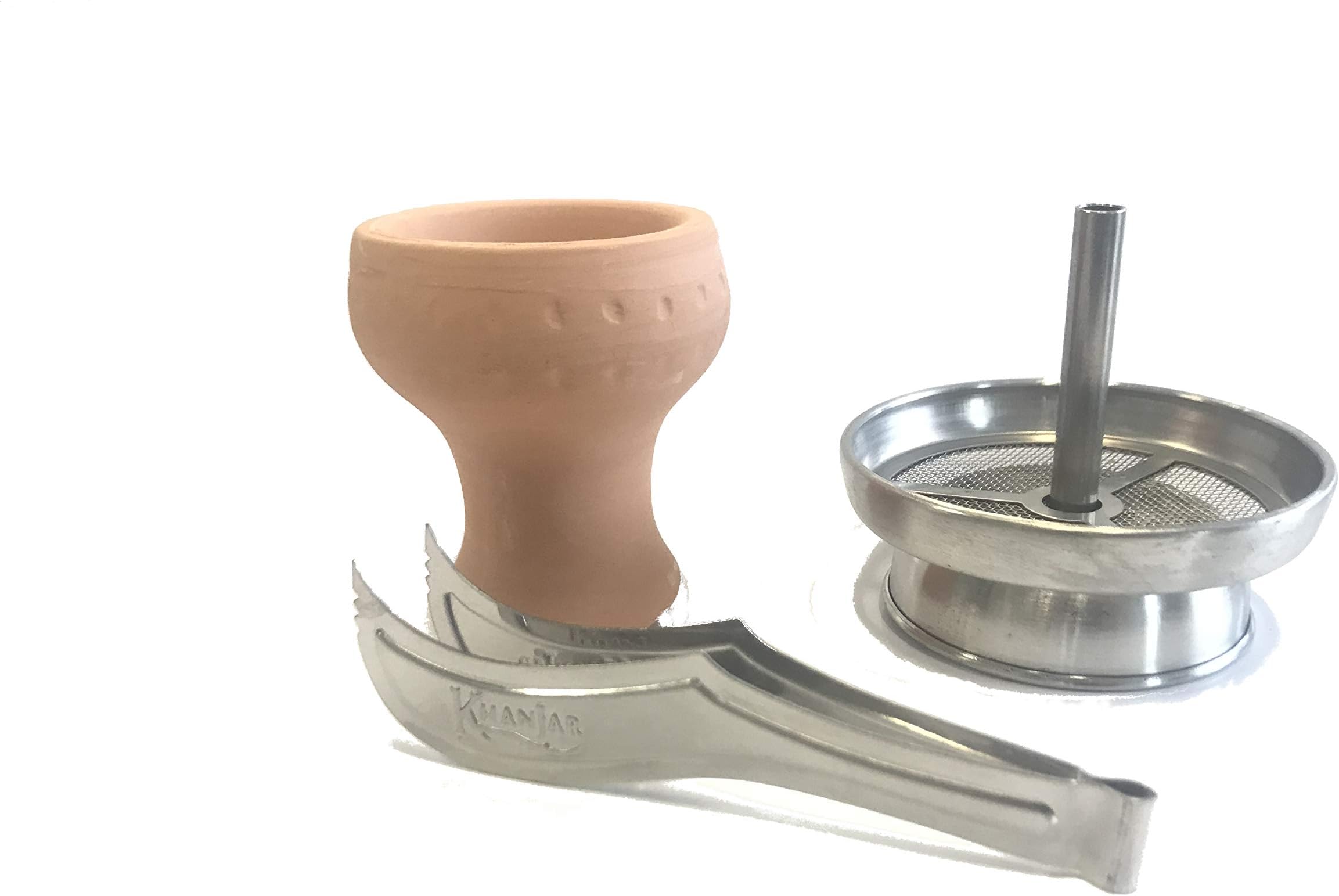 Mysale24 Shisha Shisha Hookah Chimney Head Set Attachment Charcoal Attachment with Clay Head and Coal Tongs