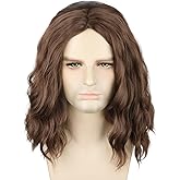 LeMarnia Men Wigs Brown Short Curly Funny Wigs for Men Halloween Costume Party Wig
