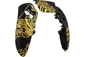 eXtremeRate Left Right Front Top Shell with Touchpad Compatible with p s 5 Edge Controller DIY Replacement Faceplate Shell Custom Touch Pad Cover - The Great Golden Wave Off Kanagawa - Black