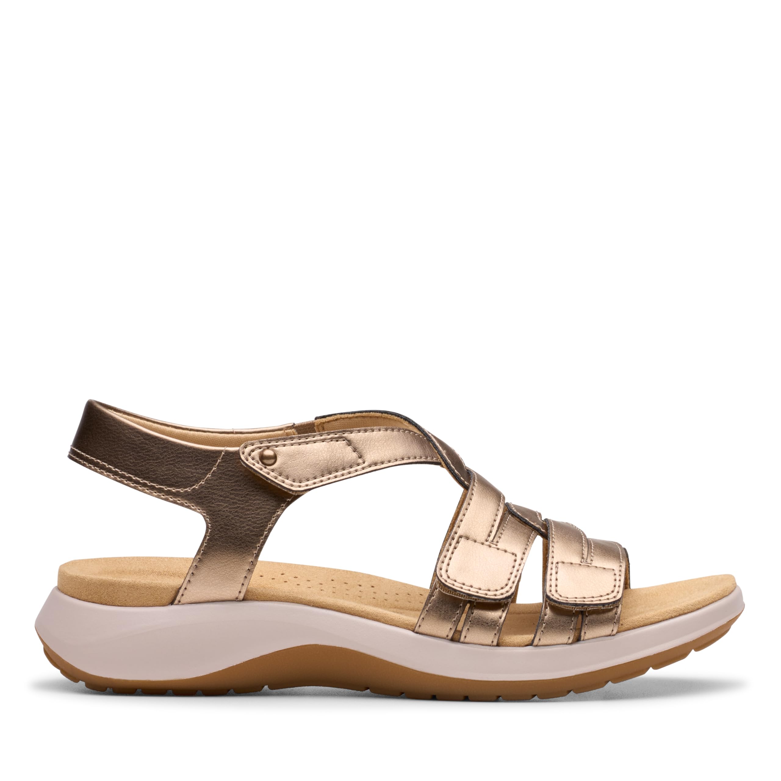 Clarks Collection Women’s Maelynn Paige Wedge Sandal, Gold Metallic Synthetic, 12 Wide US