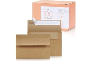Sweetzer & Orange A1 Envelopes Kraft Envelopes Self Seal (100 with Box). Luxury 150gsm for Greeting Card Envelopes and Invita