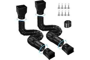 Gutterlix Flexible Gutter Downspout Extensions, Connectable Downspout Extender with 58"+ 67" Extendable Pipe, Thickened Down spout Drain Extension for Rainwater Drainage(2 Pack, Black)