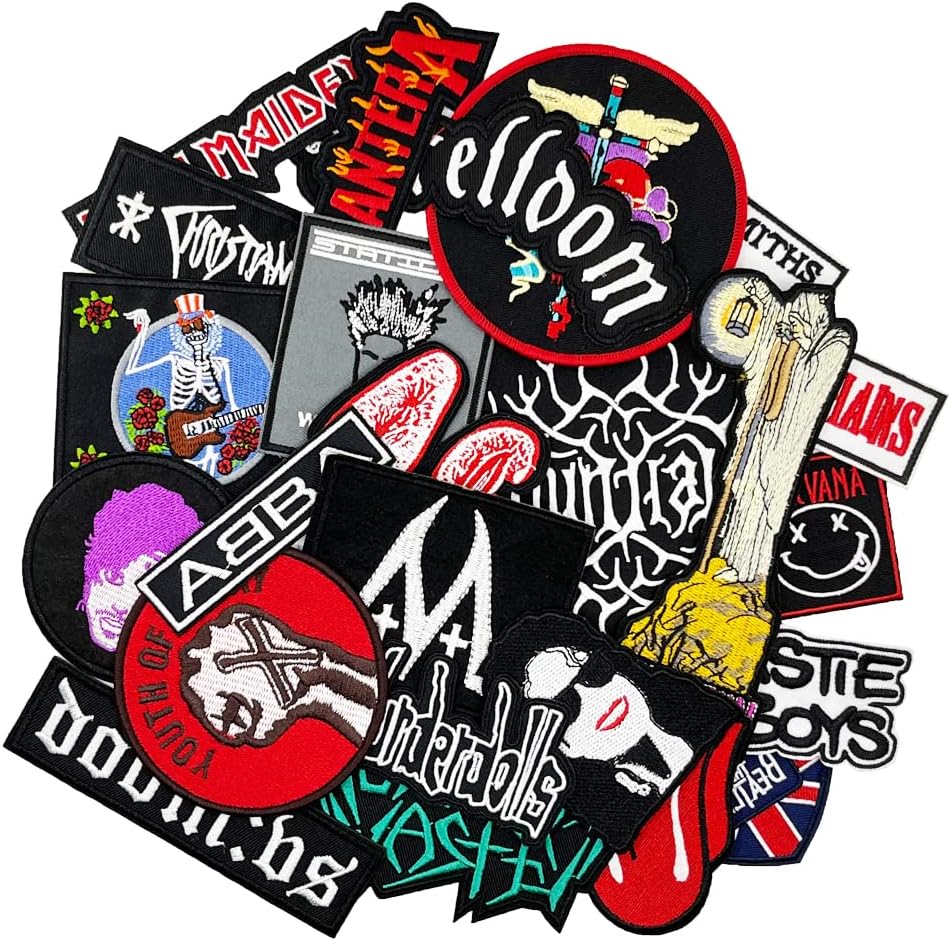 Mixed Media - 24pcs Mixed Music Band Series Embroidered Iron On Patches