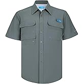 Men's UV UPF 50+ Sun Protection Soild Waterproof Breathable Fast Dry SPF Hiking Fishing Short Sleeve Shirt