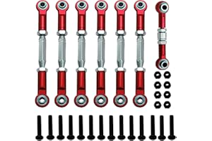 HienoLelu Adjustable Turnbuckles Camber Links Upgrade Parts for 1/10 Traxxas Slash/Rustler/Stampede/Hoss / 4X4 2WD RC Car (Red)