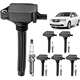 Ignition Coil Packs & Spark Plugs(Set of 6), Compatible with 2011-2019 Dodge Charger/Grand Caravan, Chrysler 200/300/Town Cou