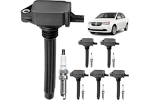 Ignition Coil Packs & Spark Plugs(Set of 6), Compatible with 2011-2019 Dodge Charger/Grand Caravan, Chrysler 200/300/Town Cou