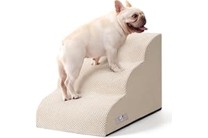 Airpanda Dog Stairs for Small Dogs and Cats – 3 Step Pet Ramp for Couch & Sofa, Non-Slip Dog Steps for Pets, Washable Cover, High-Density Support Foam for Easy Climbing,Beige