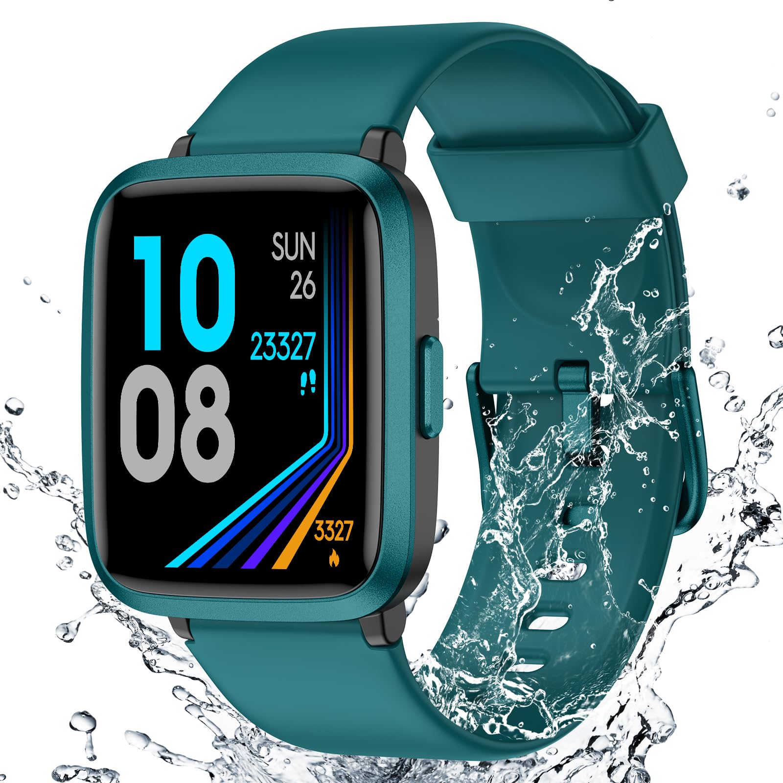 Photo 1 of Fitness Tracker Watch with Heart Rate Monitor, Activity Tracker with Pedometer, Sleep Monitor, Calories & Step Counter, 5ATM Waterproof Smart Watch for Women Men Health Fitness Watch for Sports