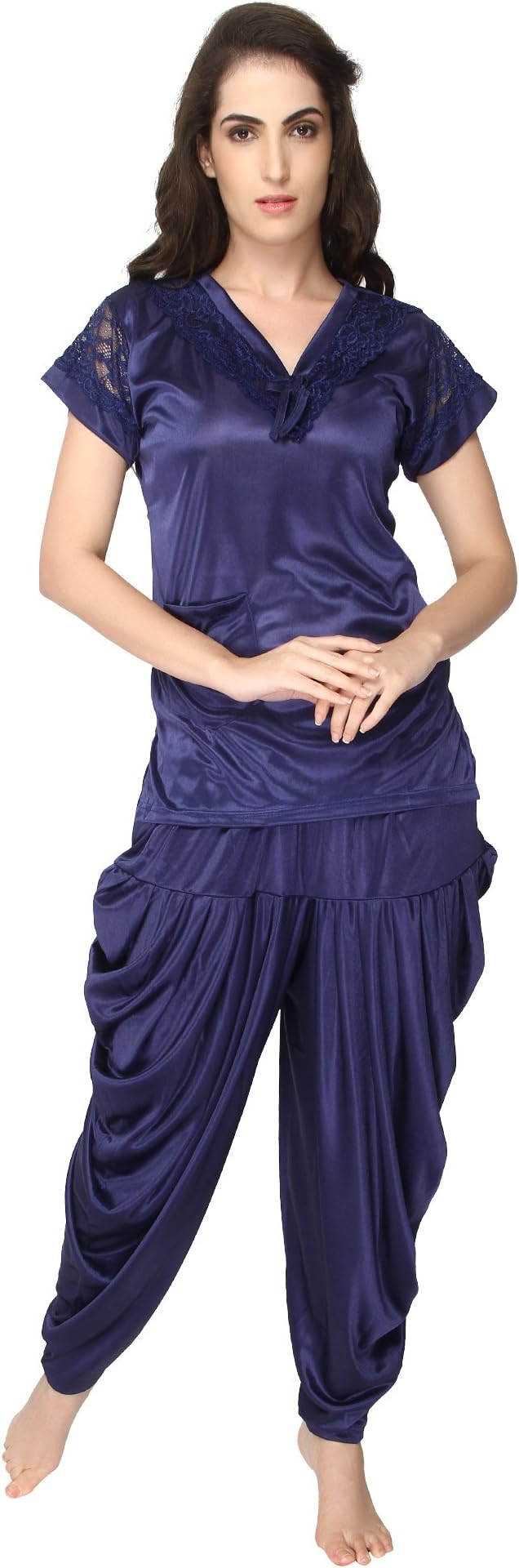 Pretty Awesome Top & Dhoti Style Bottom Night Suit/Nightdress/Nighty for Women and Girls(Size : M - L - XL)