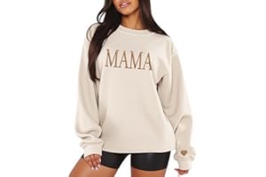 NAZENTI Mama Embroidered Crewneck Sweatshirt Mama with Heart on Long Sleeve Fashion Pullover Size S-4XL