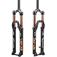 BUCKLOS 26/27.5/29 inch MTB Fork 120mm Travel, 1-1/8" Straight/Tapered Mountain Bike Fork Rebound Adjust, 15mm×100mm Axle, Manual Lockout Air Shocks