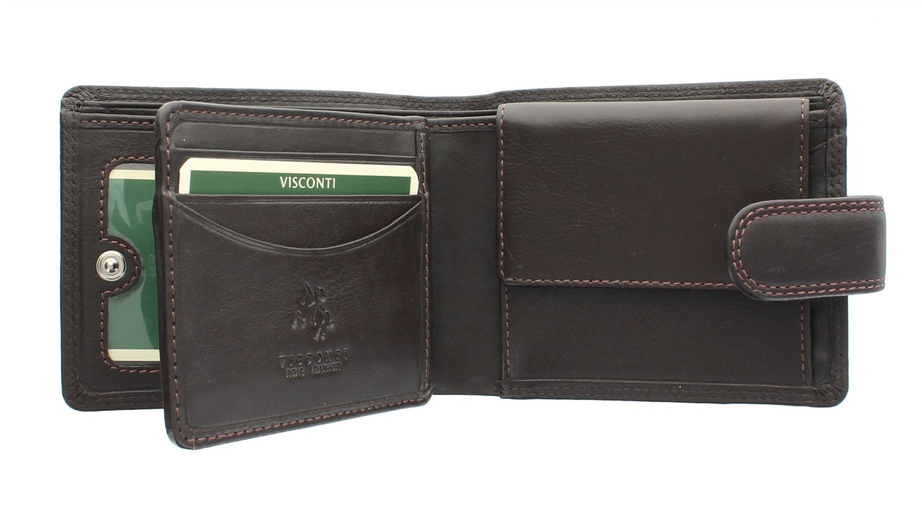 VISCONTI Heritage Collection Knightsbridge Leather Wallet with Tab Closure RFID Blocking HT10 Chocolate