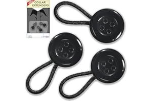 Wardrobe Hackers Collar Extenders for Mens Shirts (Black 3-Pack with Elastic Loops) Neck Relief for Tight Collars for Dress Shirts - Black Button Expanders