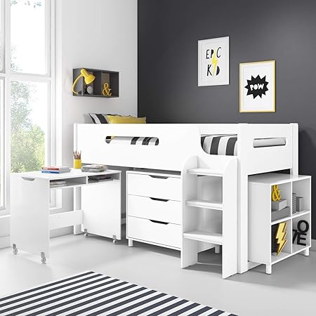 Dynamo White Cabin Bed Midsleeper Ladder Can Be Fitted Either