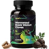 Xyro Research Wormwood Black Walnut Clove Capsules - Cleanse Detox Gut Digestive Health & Immune Support Supplement - Natural Herbal Combination with Sweet Worm Wood Blackwalnut & Cloves for Humans