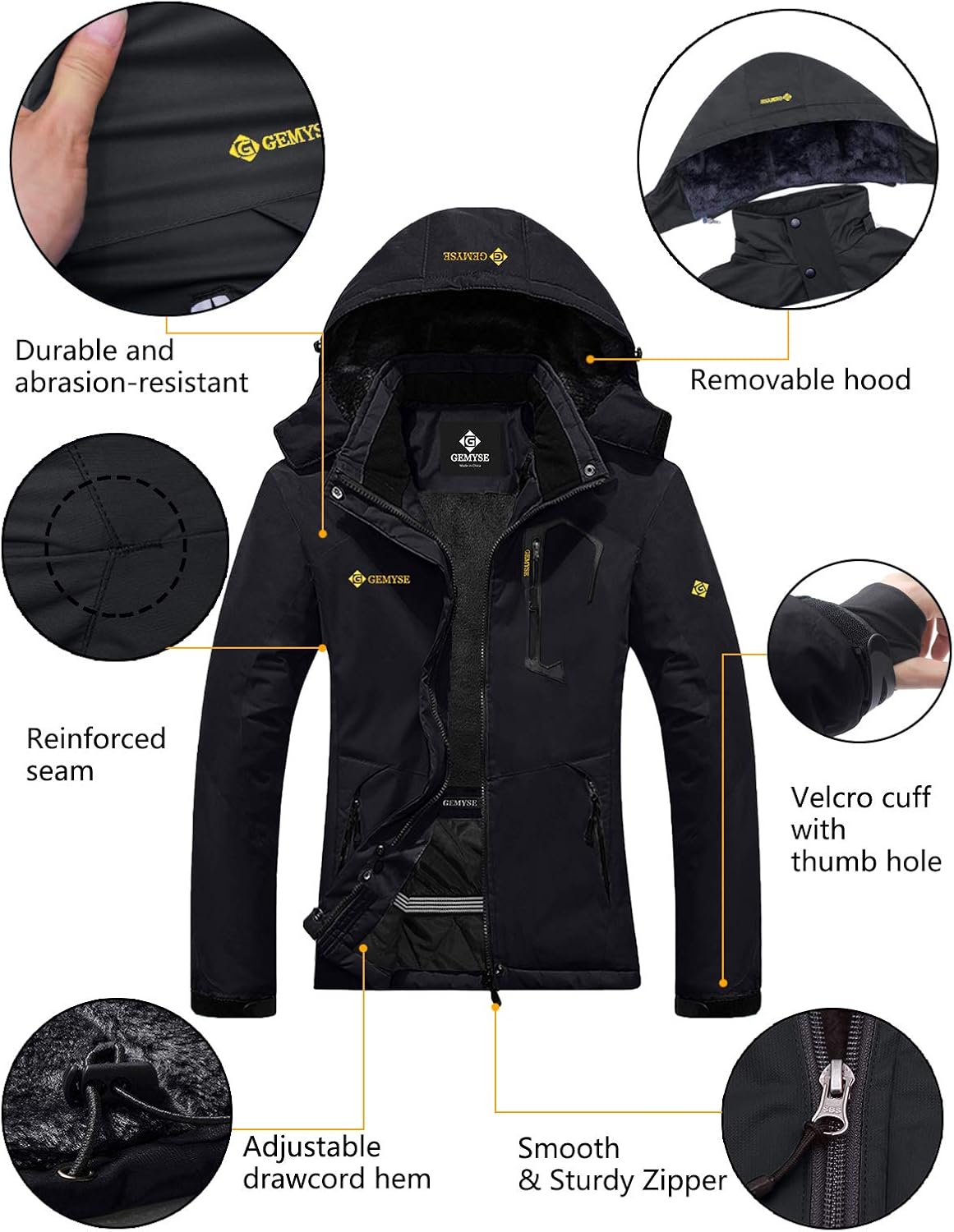 GEMYSE Women's Mountain Waterproof Ski Snow Jacket Winter Windproof Rain Jacket: Clothing